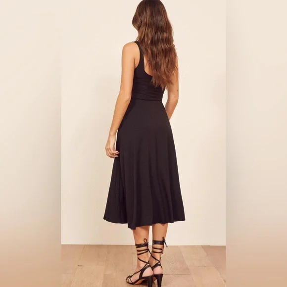 Reformation Mary Midi Dress, Black, Medium - Picture 5 of 15